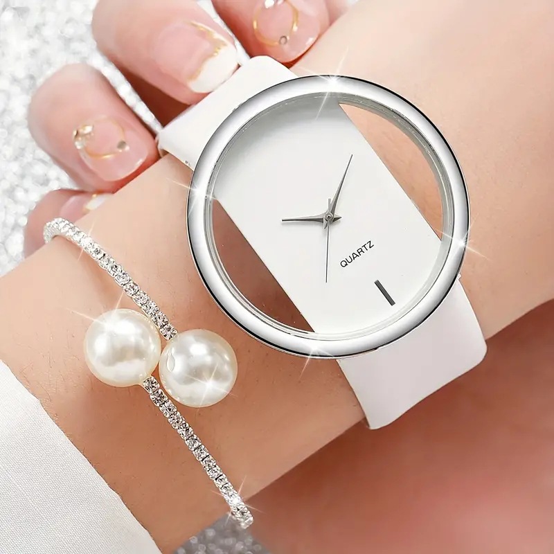 Luxury Watch White - 2 pçs moda branco simples relógio