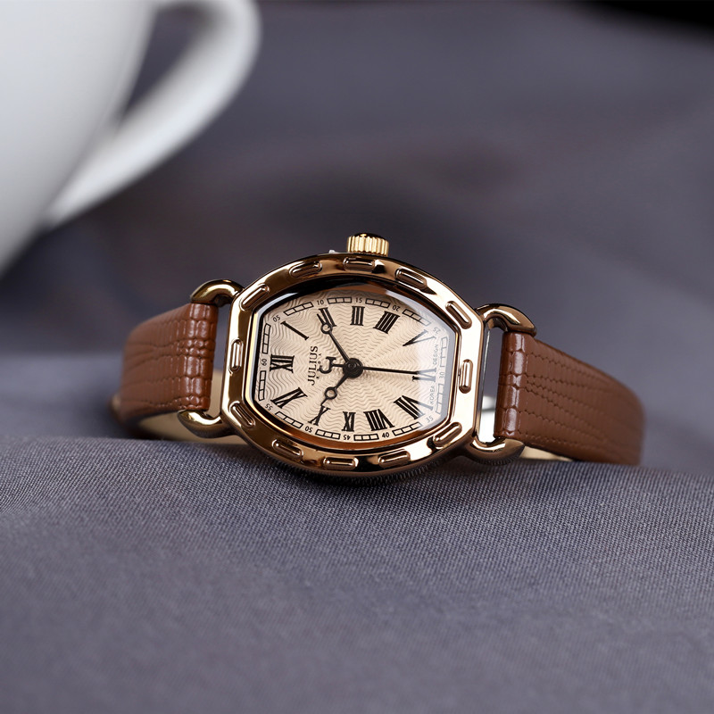 Luxury Watch Vintage - JULIUS-Relógio De Pulso De Couro Marrom,