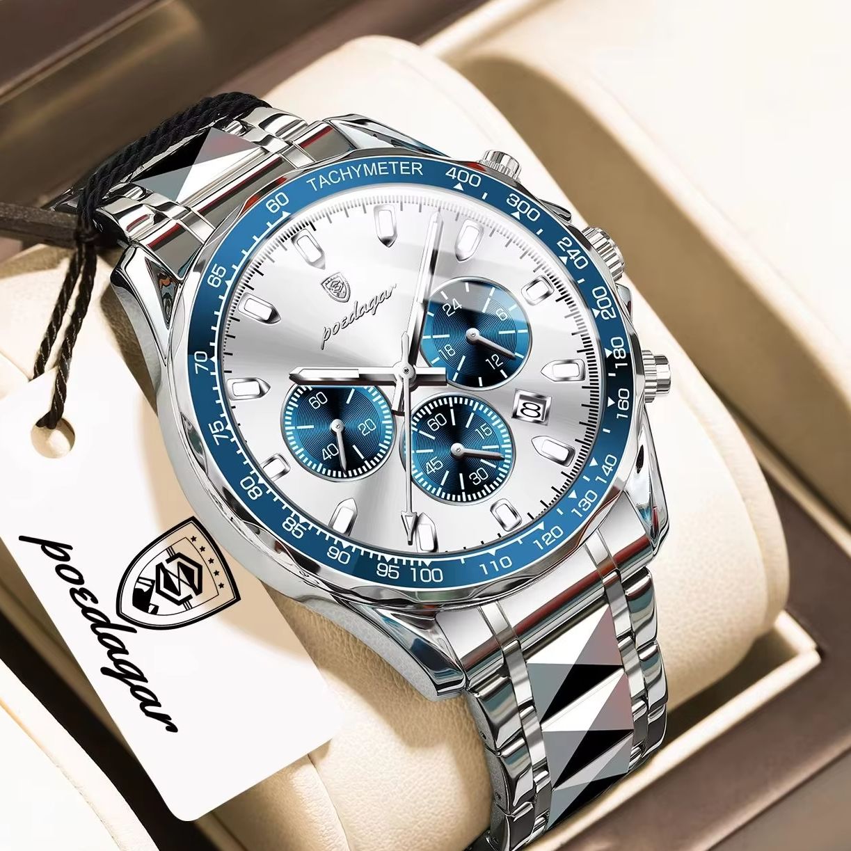 Luxury Watch White - Relógio Masculino POEDAGAR Top Business, Luminoso,