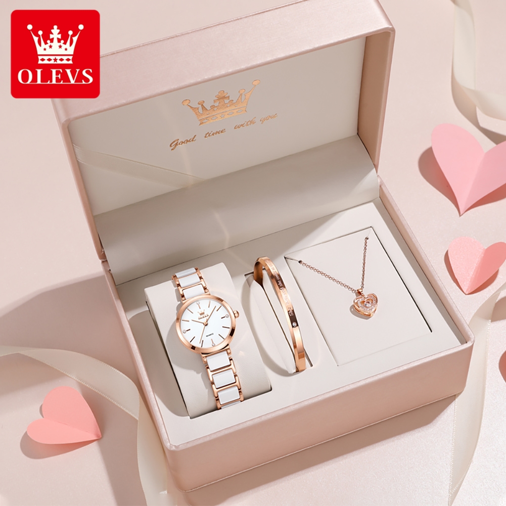 Luxury Watch Case - Olevs relógio feminino 5877 luxo elegante