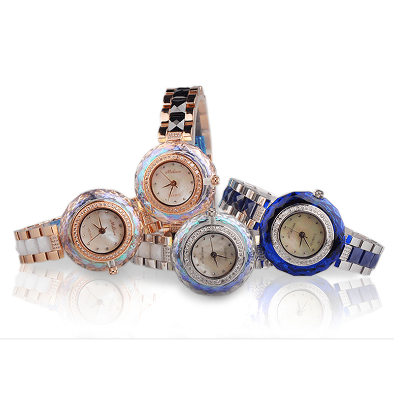 Luxury Watch On Sale - Venda!!!!! Melissa-Relógio Rosa Giratório Cristal Cerâmica