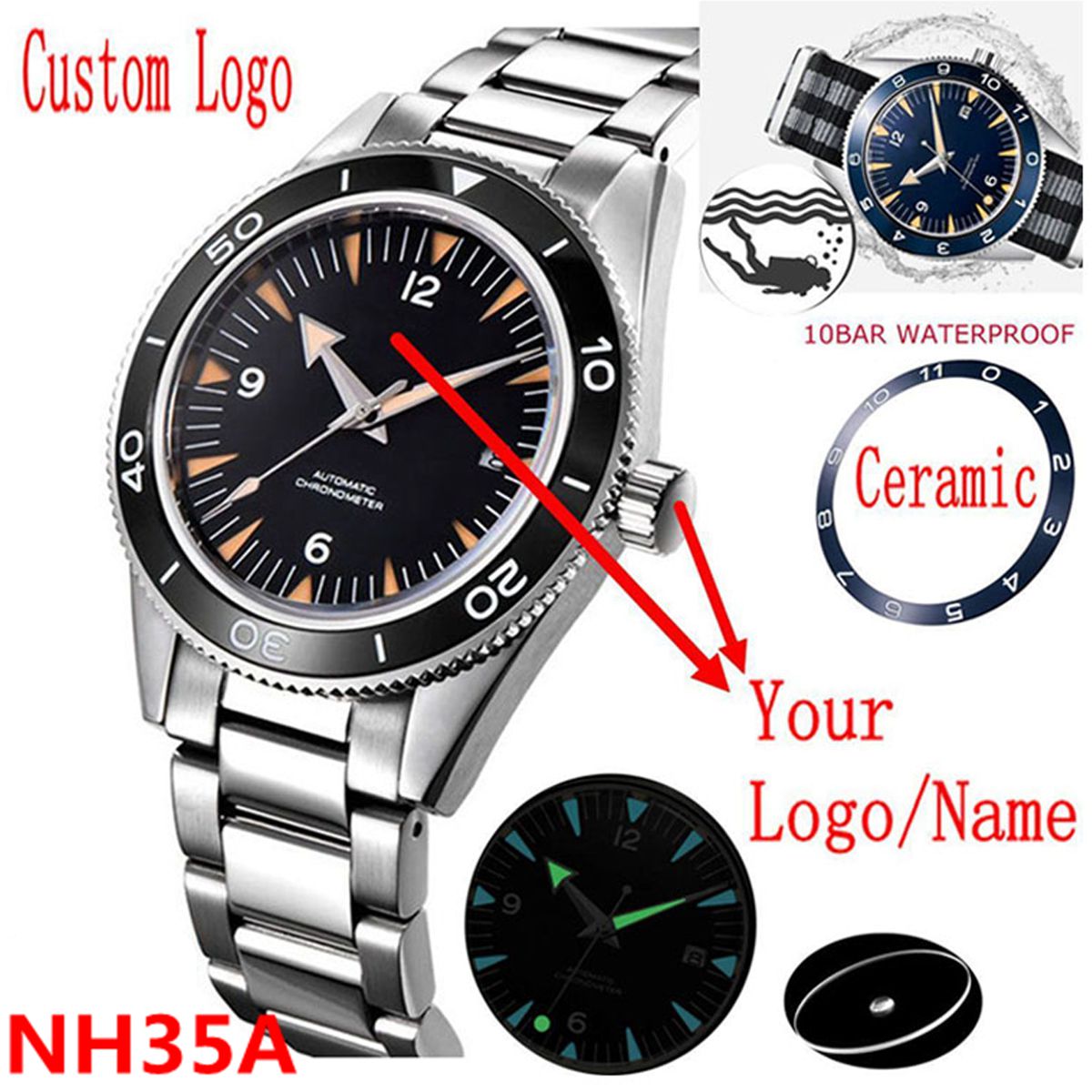 Logotipo personalizado nh35 mo - Luxury Watch News avaliação e preço
