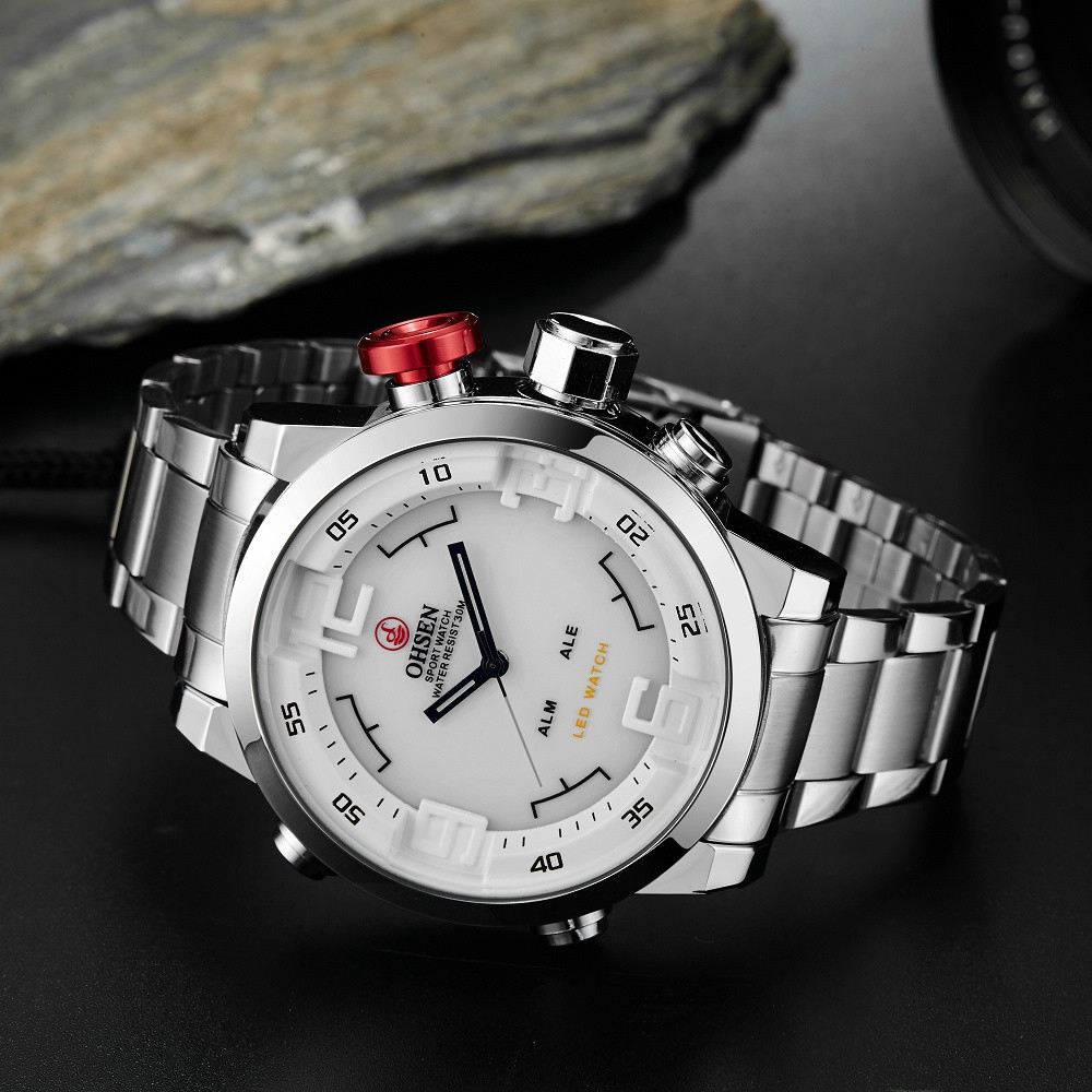 OHSEN-Relógio Quartzo Digital  - Luxury Watch White avaliação e preço