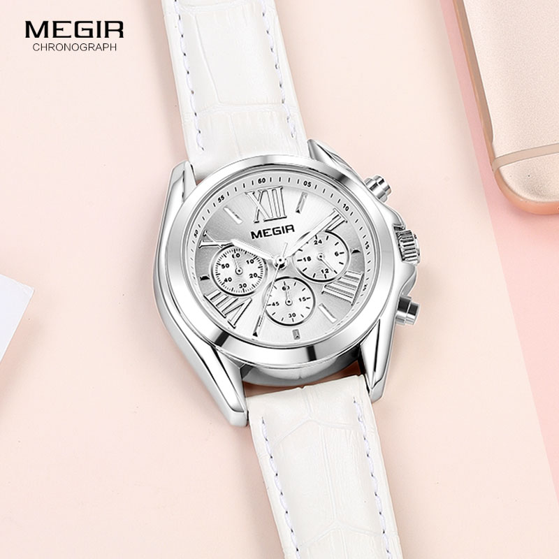 Megir-2114 relógio de couro br - Luxury Watch White avaliação e preço