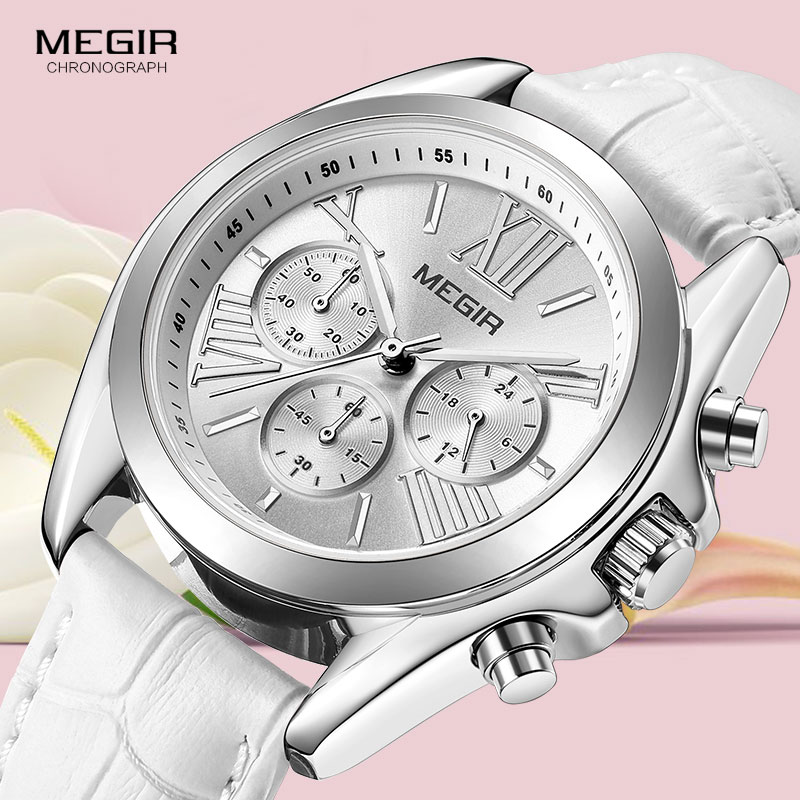 Megir-2114 relógio de couro br - Luxury Watch White avaliação e preço