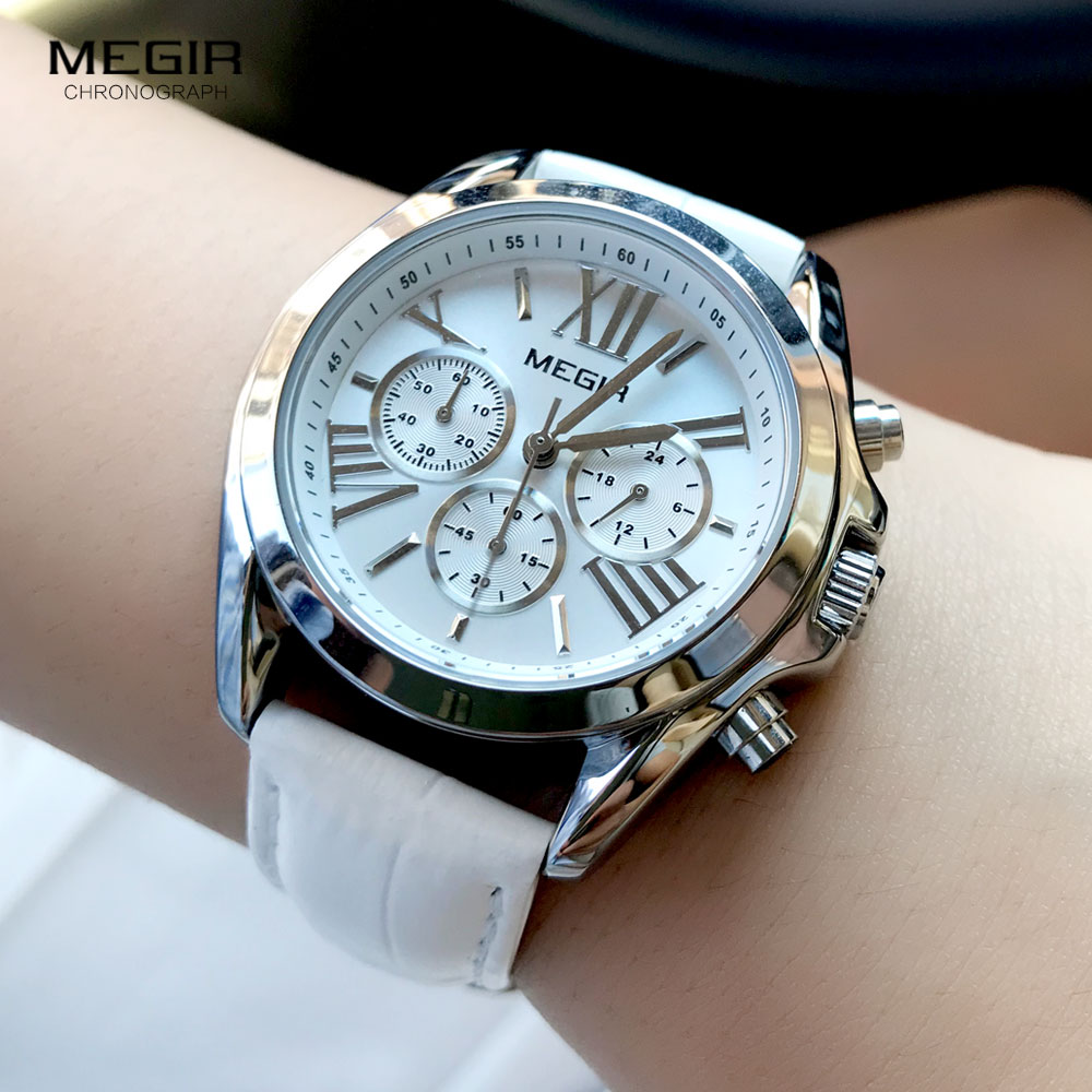 Megir-2114 relógio de couro br - Luxury Watch White avaliação e preço